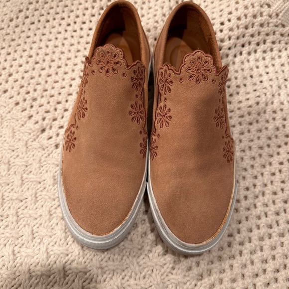 Shoes - SEE BY CHLOE SIZE 38 USA 7/5 Brown Suede Slip-On Sneakers with Floral Design